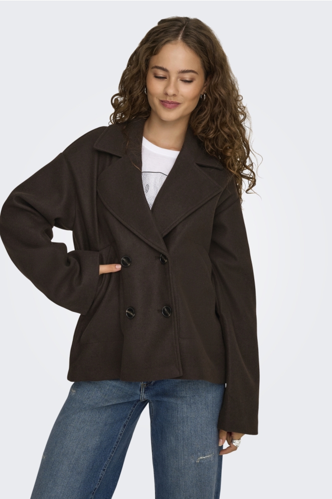 Only bruine dames jas | Model vooraanzicht