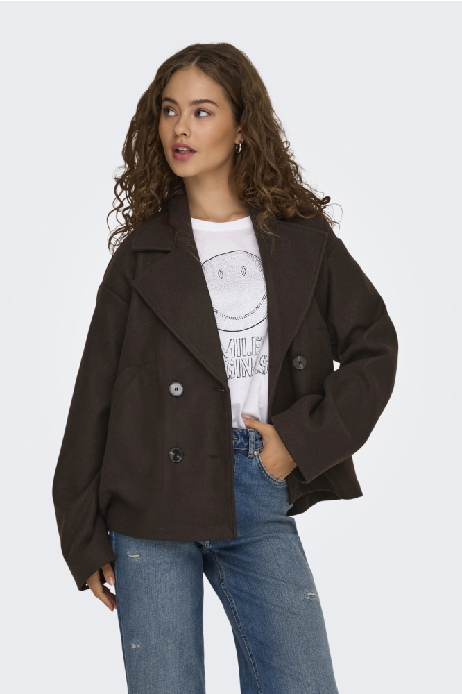 Only bruine dames jas | Model vooraanzicht