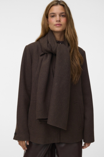 Vero Moda Jas VMUNALAURA WOOL BLEND JACKET PRM 10351051 CHOCOLATE TORTE/MELANGE