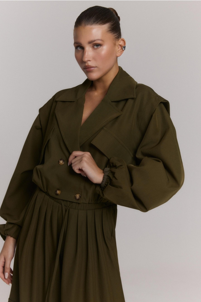 Refined Department groene dames jas | Model vooraanzicht