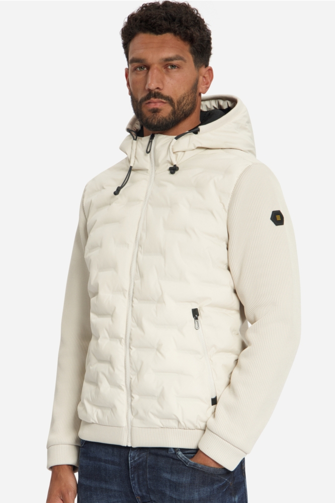 NO-EXCESS beige heren jas | Model zijaanzicht