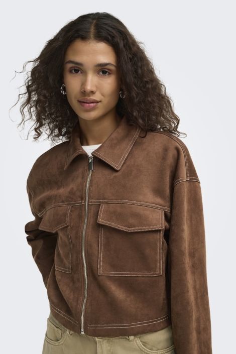 Only bruine dames jas | Model vooraanzicht