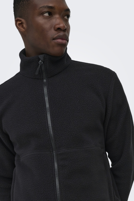 Only & Sons zwarte heren jas | Close up