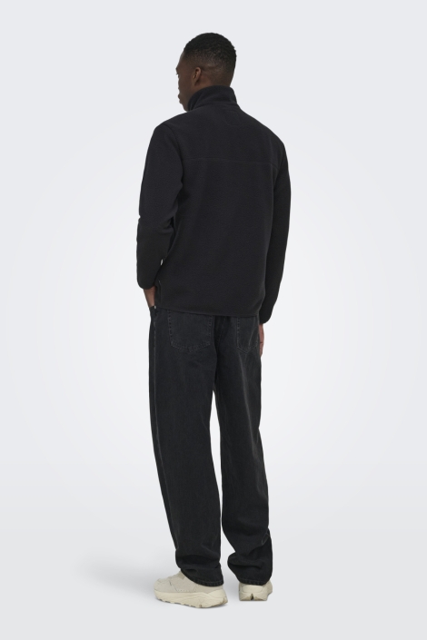 Only & Sons zwarte heren jas | Model achteraanzicht