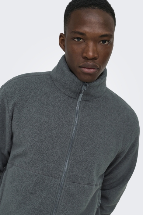 Only & Sons grijze heren jas | Close up