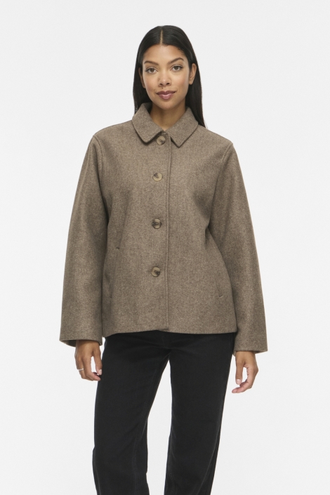 Vila camel dames jas | Model vooraanzicht