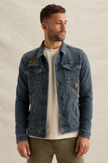 PME legend Jas DENIM JACKET MET BADGES EN KNOOPSLUITING PDJ2608700 GSD