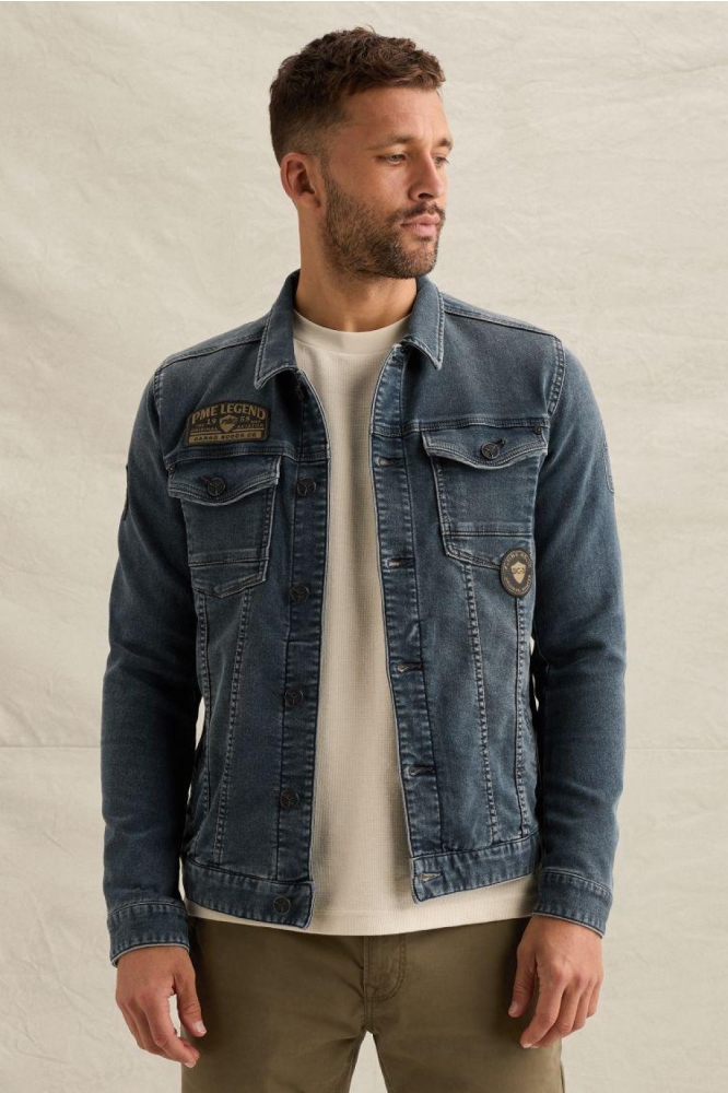 PME legend blauwe heren jas | Model vooraanzicht