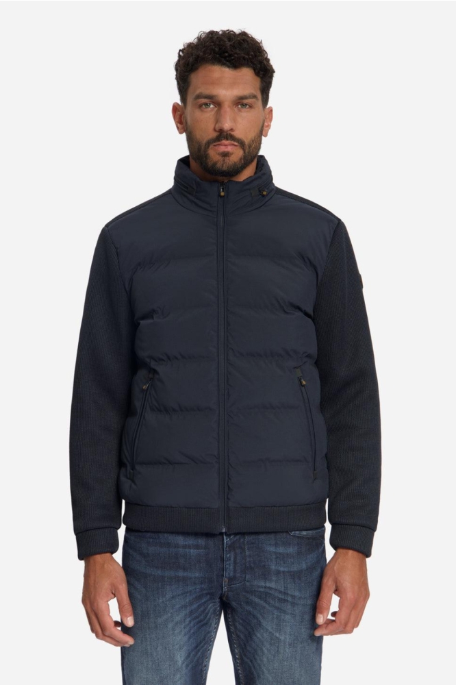 NO-EXCESS blauwe heren jas | Model vooraanzicht