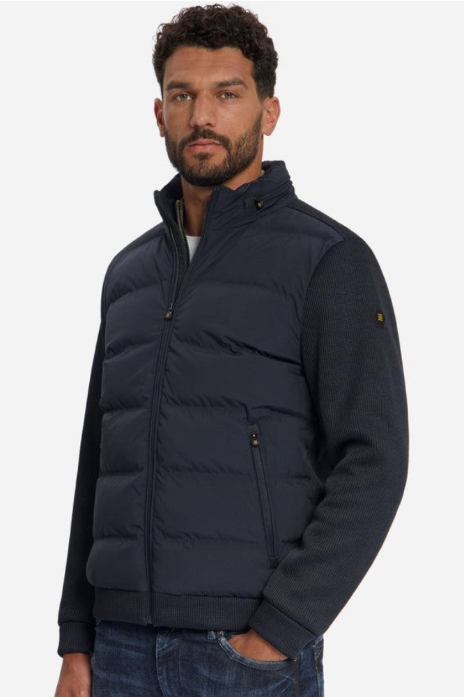 NO-EXCESS blauwe heren jas | Model zijaanzicht