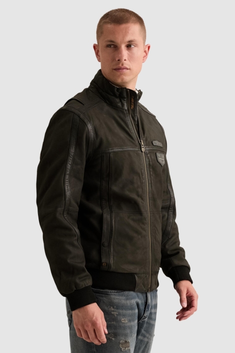 PME legend zwarte heren leren jas | Model zijaanzicht