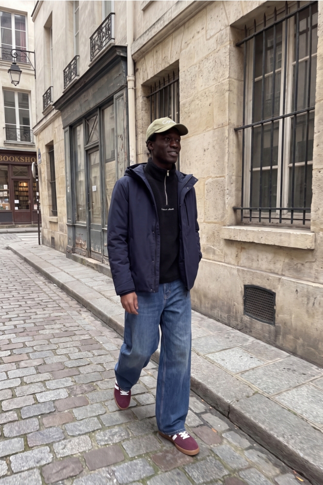 Jack & Jones blauwe heren jas | Sfeerbeeld, In situatie