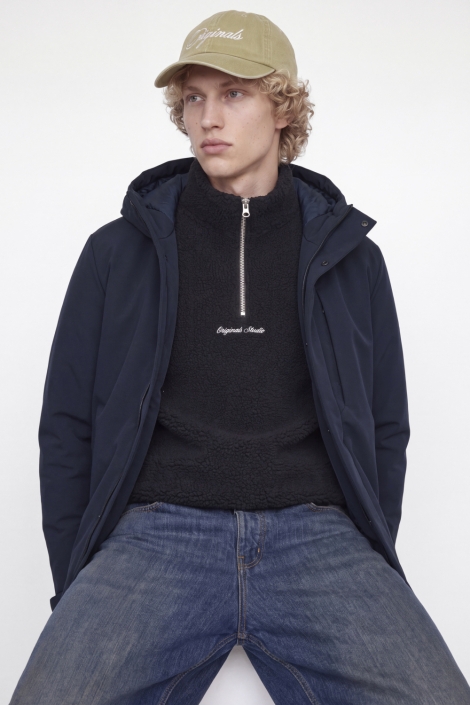 Jack & Jones blauwe heren jas | Model vooraanzicht
