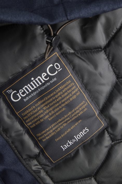 Jack & Jones blauwe heren jas | Close up