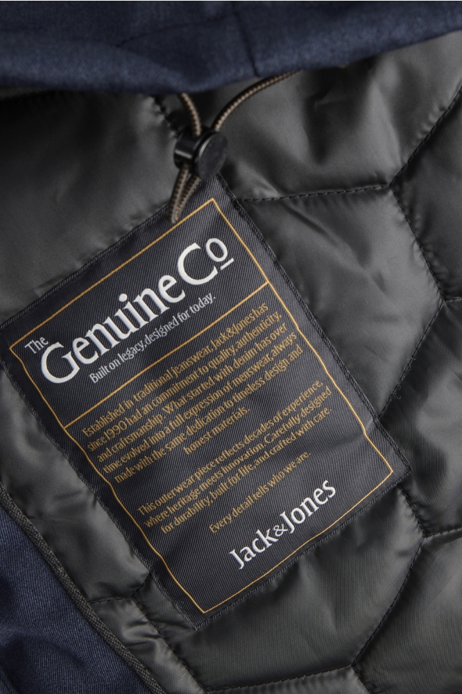 Jack & Jones blauwe heren jas | Close up
