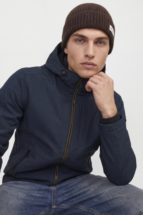 Jack & Jones blauwe heren jas | Model vooraanzicht