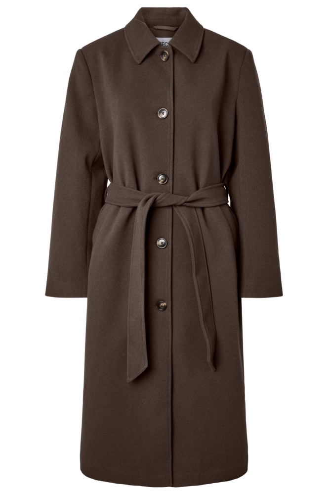 Pieces bruine dames jas | Vooraanzicht