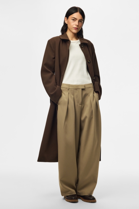 Pieces bruine dames jas | Model vooraanzicht