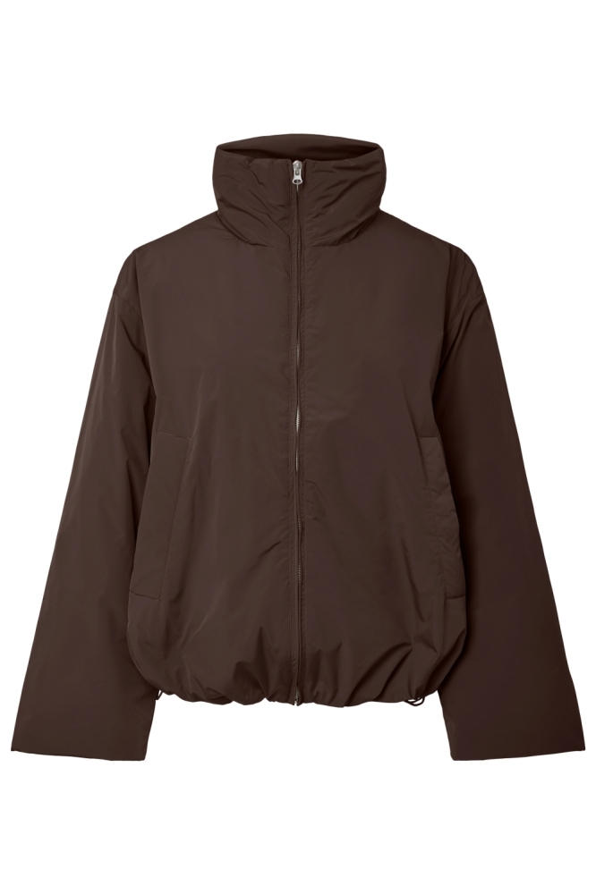 Pieces bruine dames jas | Vooraanzicht