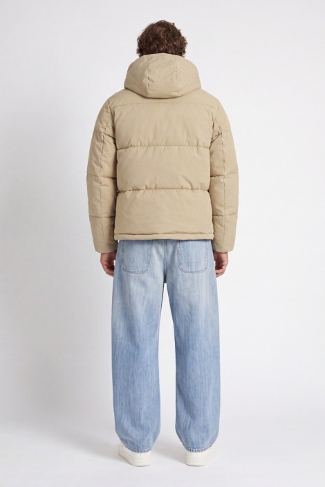 Jack & Jones beige heren jas | Model achteraanzicht