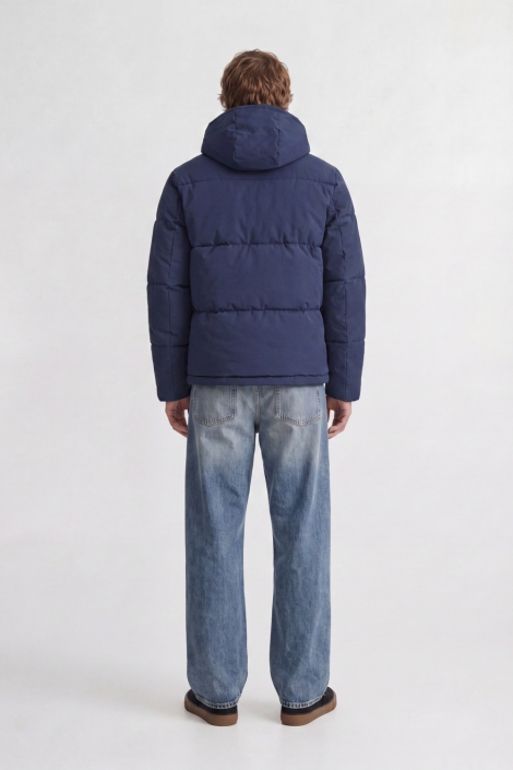 Jack & Jones blauwe heren jas | Model achteraanzicht