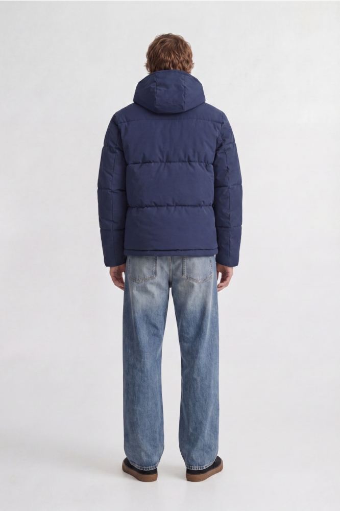 Jack & Jones blauwe heren jas | Model achteraanzicht