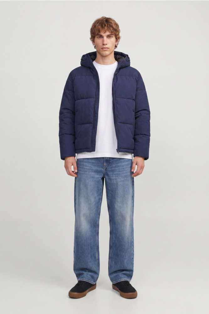 Jack & Jones blauwe heren jas | Model vooraanzicht