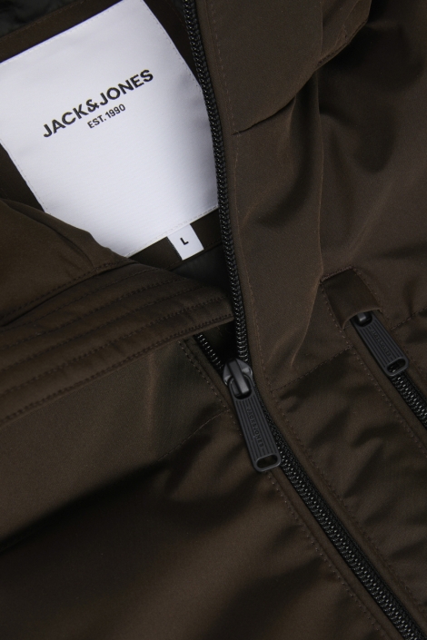 Jack & Jones bruine heren jas | Close up