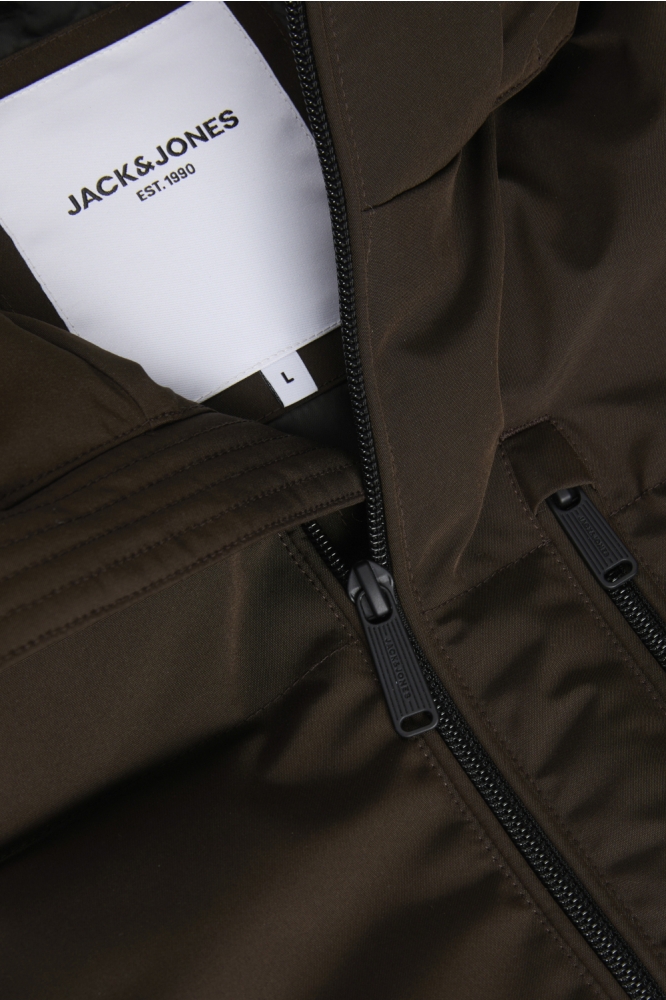 Jack & Jones bruine heren jas | Close up