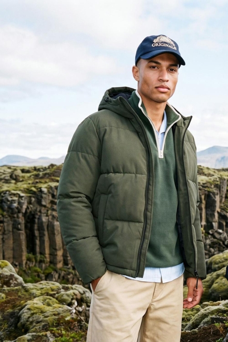 Jack & Jones groene heren jas | Sfeerbeeld, In situatie