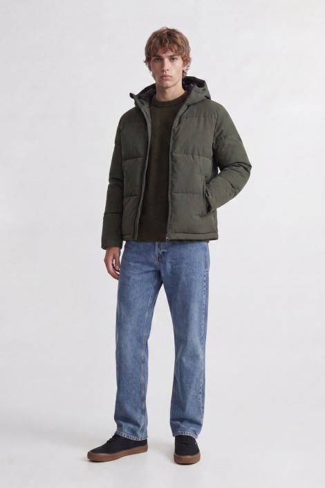 Jack & Jones groene heren jas | Model vooraanzicht