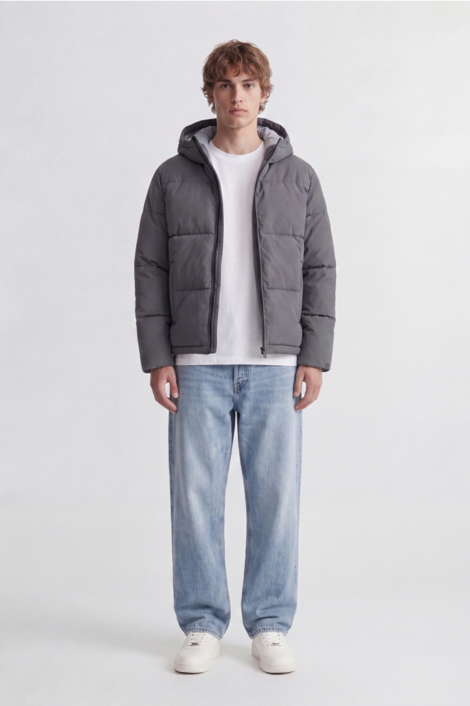 Jack & Jones grijze heren jas | Model vooraanzicht