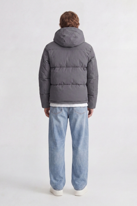 Jack & Jones grijze heren jas | Model achteraanzicht