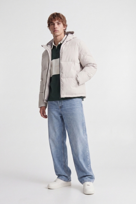 Jack & Jones ecru heren jas | Model vooraanzicht