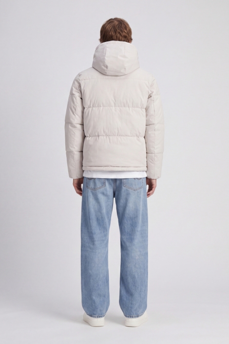 Jack & Jones ecru heren jas | Model achteraanzicht