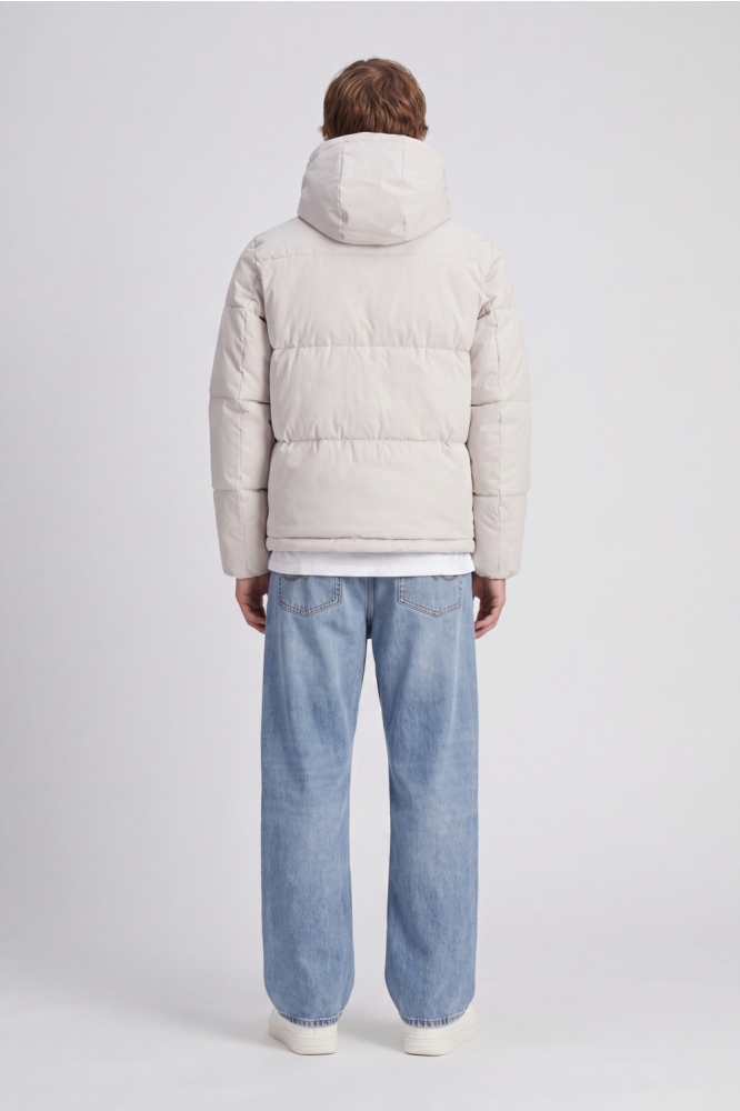 Jack & Jones ecru heren jas | Model achteraanzicht