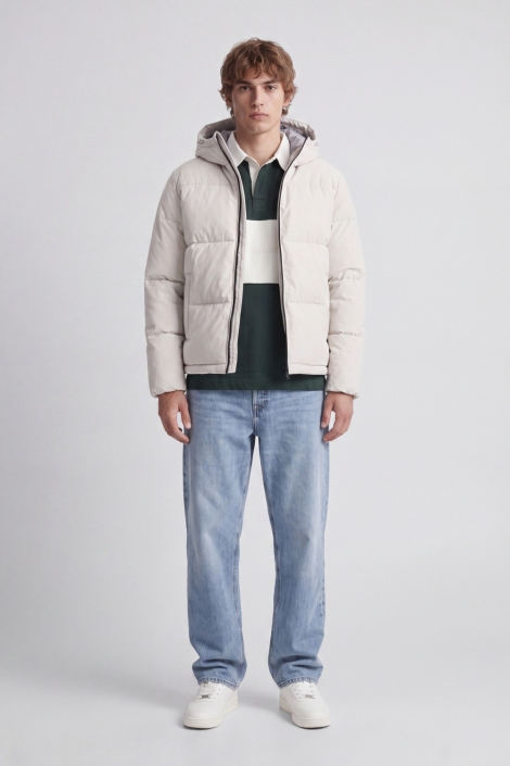 Jack & Jones ecru heren jas | Model vooraanzicht