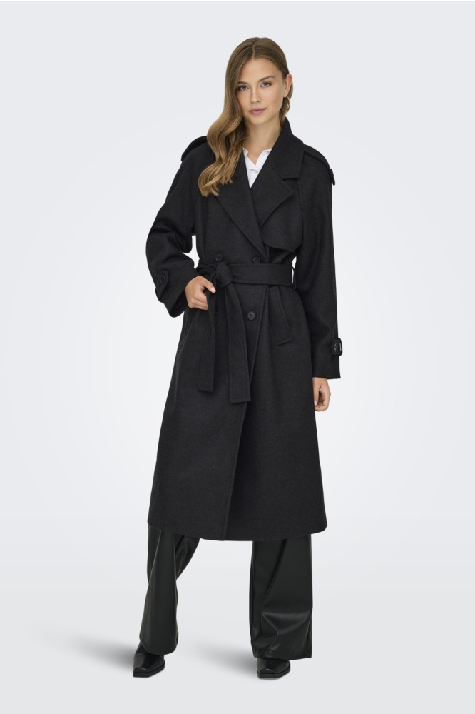 Only grijze dames jas | Model vooraanzicht