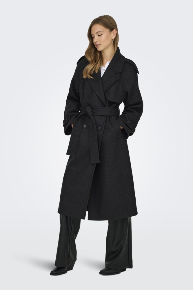 Only grijze dames jas | Model vooraanzicht