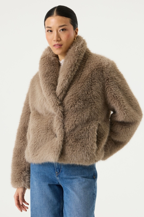 Garcia taupe dames jas | Model vooraanzicht
