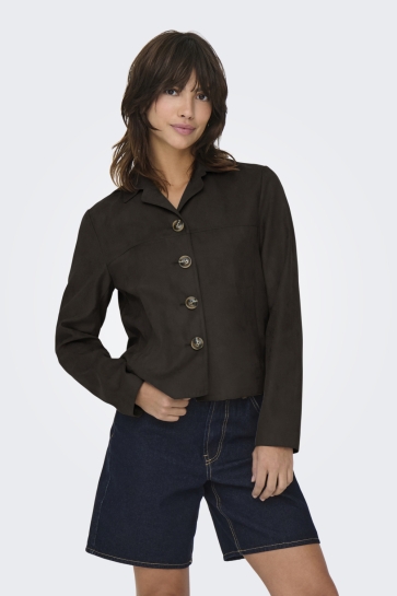 Jacqueline de Yong Jas JDYNICO FAUX SUEDE JACKET OTW SGO N 15355087 Chocolate Torte