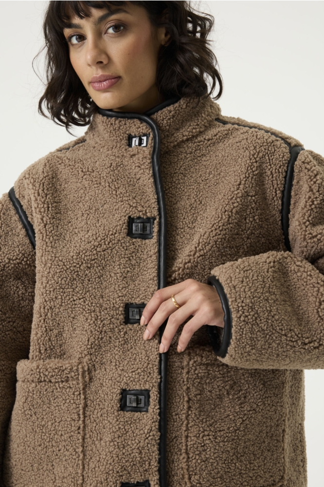 Garcia taupe dames jas | Close up
