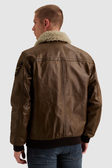 PME legend bruine heren leren jas | Model achteraanzicht
