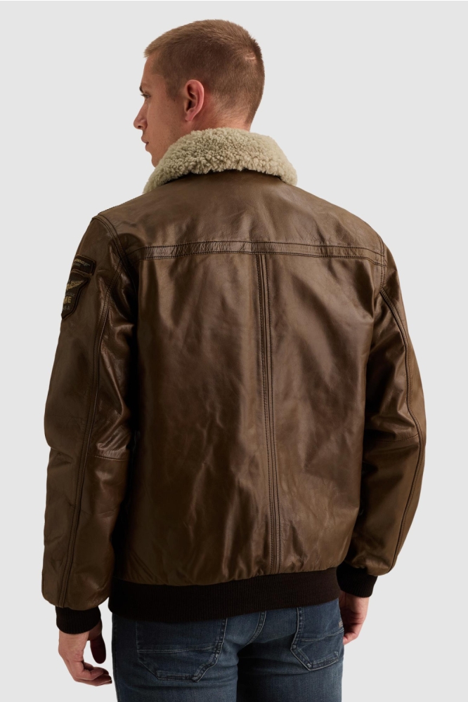 PME legend bruine heren leren jas | Model achteraanzicht