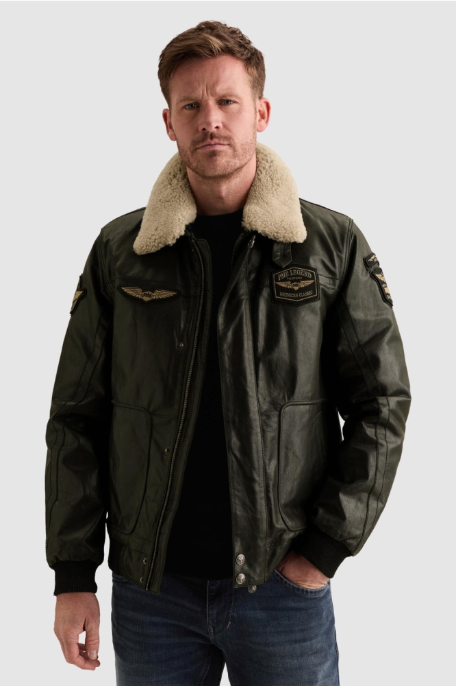 PME legend zwarte heren leren jas | Model vooraanzicht
