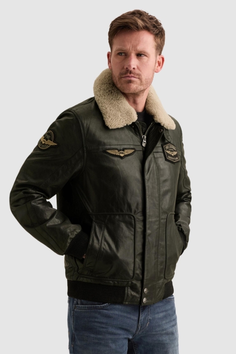 PME legend zwarte heren leren jas | Model zijaanzicht