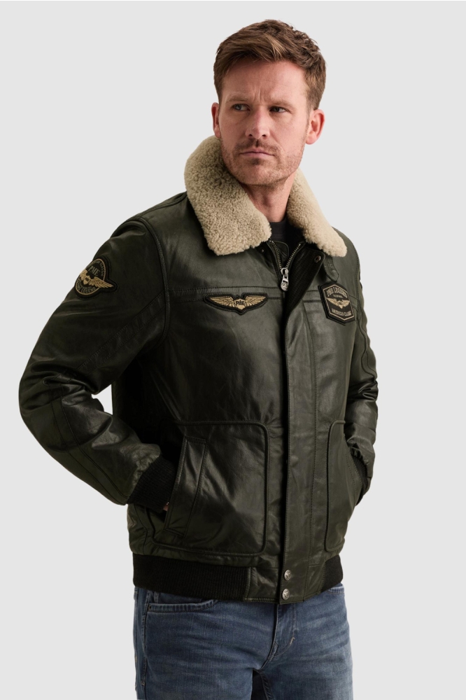 PME legend zwarte heren leren jas | Model zijaanzicht
