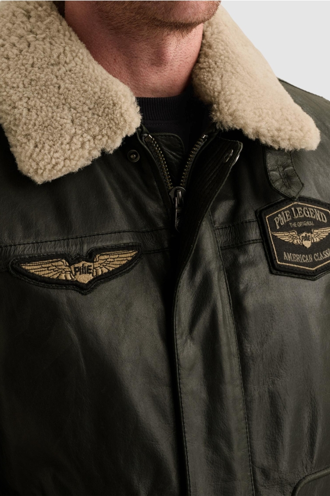 PME legend zwarte heren leren jas | Close up