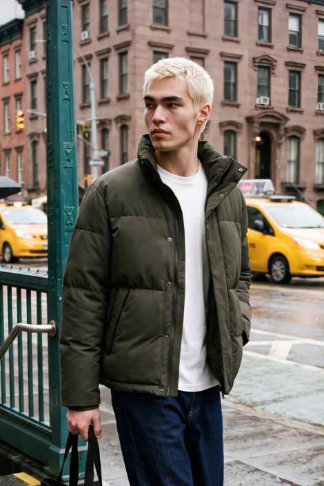Jack & Jones groene heren jas | Sfeerbeeld, In situatie