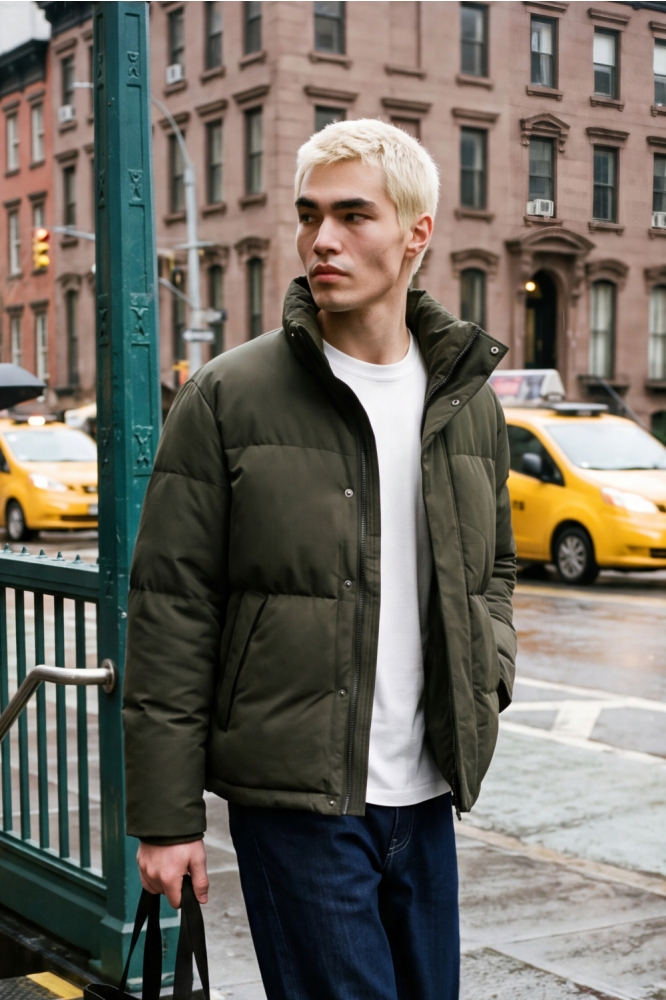 Jack & Jones groene heren jas | Sfeerbeeld, In situatie